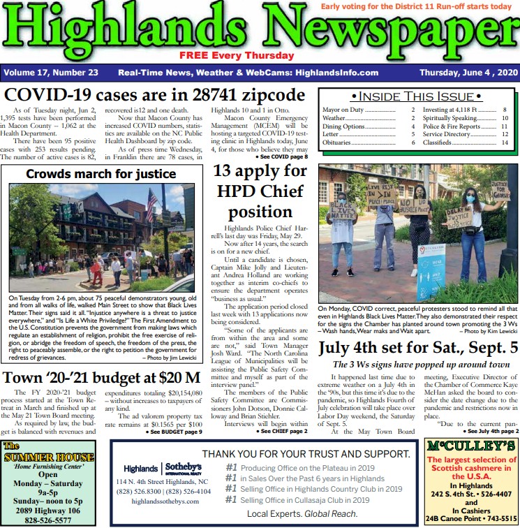 Highlands Newspaper Highlands NC
